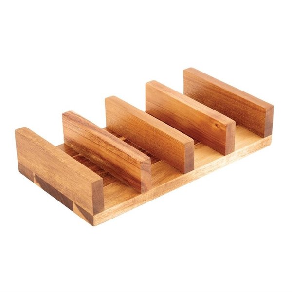 Taco houder acaciahout | Plaats voor 4 taco's | 40x150x120(h)mm