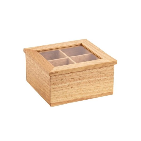 Mini heveahout theedoos met deksel | 200x160x90(h)mm