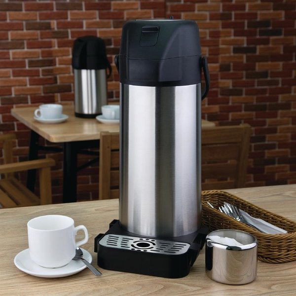 Pompkan RVS  met drukknop | 3L | 39,5(h) x 19,5(Ø)cm