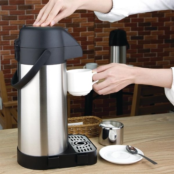 Pompkan RVS  met drukknop | 3L | 39,5(h) x 19,5(Ø)cm