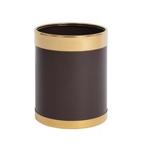 Bolero Prullenbak bruin met gouden rand 10,2L | 28(h) x 22,4(Ø)cm Bolero Prullenbak bruin met gouden rand 10,2L | 28(h) x 22,4(Ø)cm