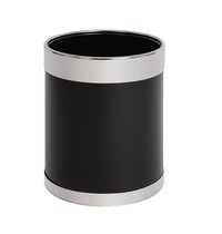 Prullenbak zwart met zilveren rand 10,2L | 28(h) x 22,4(Ć)cm Prullenbak zwart met zilveren rand 10,2L | 28(h) x 22,4(Ć)cm