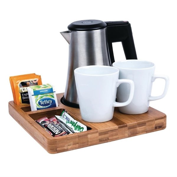 Bamboe welkomst dienblad | Inzet voor waterkoker (14(Ø)cm | 260x260x30(h)mm