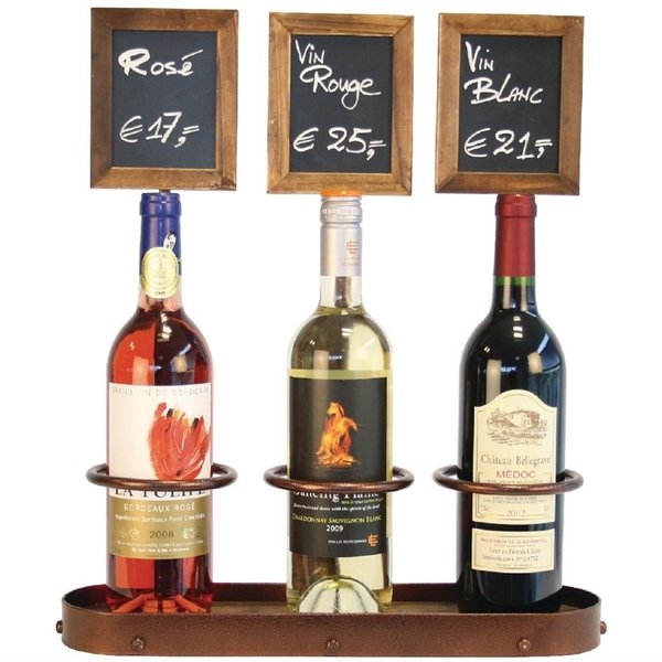 Wijnfles display 3 voudig | Voor flessen van 70cl | 13(h) x 10,5(b)cm