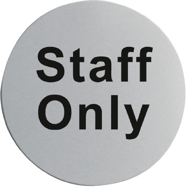 Deurschild RVS  Staff Only | Zelfklevend | 7,5(Ø)cm