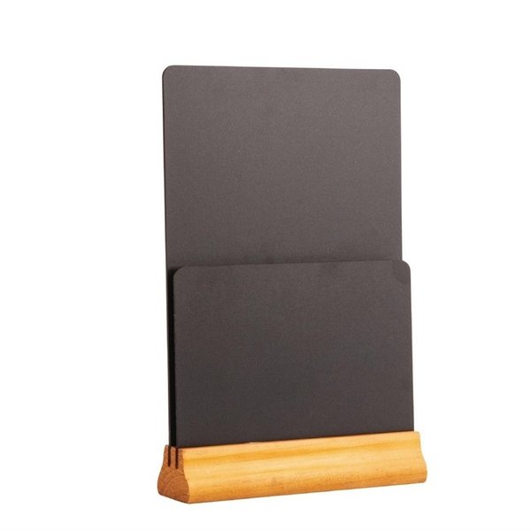 Dubbelzijdig krijtbord - Menuhouder | Met houten voet | 210x55x325(h)mm