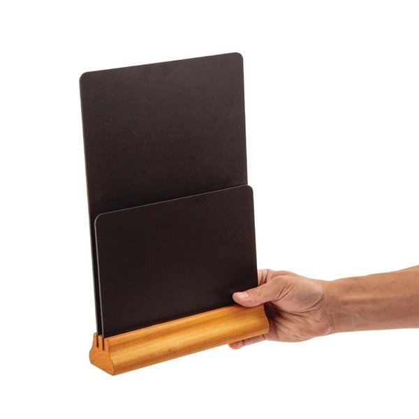 Dubbelzijdig krijtbord - Menuhouder | Met houten voet | 210x55x325(h)mm
