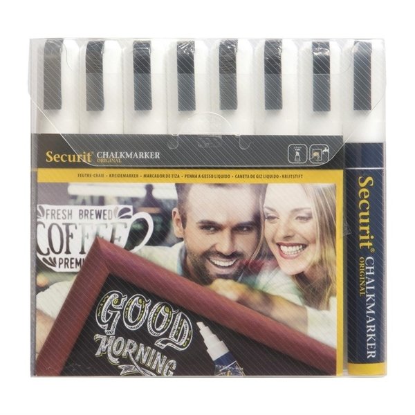 Uitwisbare krijtstiften wit 6mm | 8 stuks | Regenbestendig | 165x33x230(h)mm