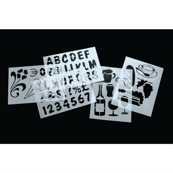 Sjablonen | 5 stuks | Met o.a letters en figuren | 22x05x320(h)mm