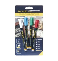 Securit Wisbare krijtstiften 2mm assorti | 4 stuks | Veeg, vlek en waterbestendig 