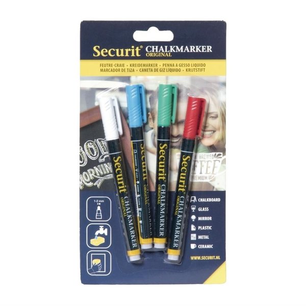 Wisbare krijtstiften 2mm assorti | 4 stuks | Veeg, vlek en waterbestendig