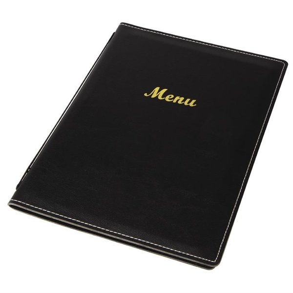 Kunstlederen menu map zwart | A5 formaat | 1 hoes 4 pagina's