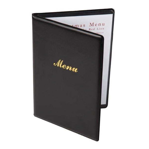 Menu map PVC zwart | A5 formaat | 1 hoes 2 pagina's