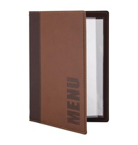 Securit Menumap | TRENDY | Bruin | A5-Formaat | Dubbele Hoes (2 Pagina's/4 Zijden) 