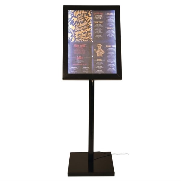 Menustandaard | Zwart | Verlichte Lijst (A3) | 230V | 650x100x1200(h)mm