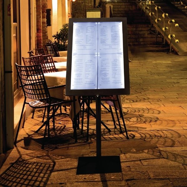 Menustandaard | Zwart | Verlichte Lijst (A3) | 230V | 650x100x1200(h)mm