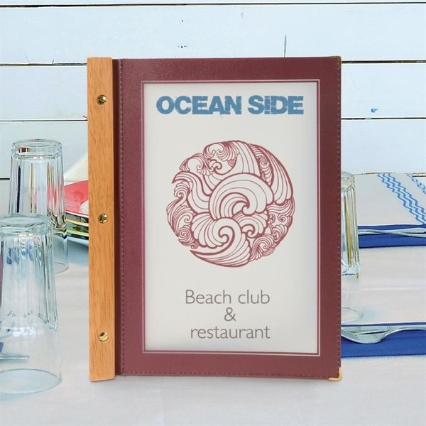 Menu mappen set met bruine houten box | A4 formaat | Incl. 20 menu mappen | 301x246x337(h)mm