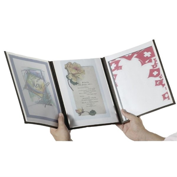 Menuhouder crystal 3 dubbel | A4 formaat | 3 hoezen 6 pagina's | 241x18x318(h)mm