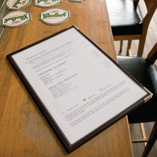 Menuhouder crystal dubbel | A4 formaat | 3 stuks | 2 hoezen 4 pagina's | 237x15x322(h)mm
