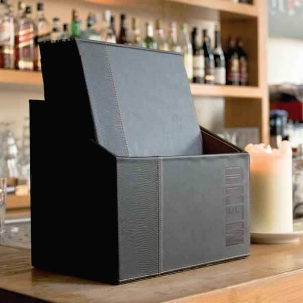 Kunstlederen menuhoezen & opbergdoos | Incl. 20 menu mappen | 254x05x340(h)mm
