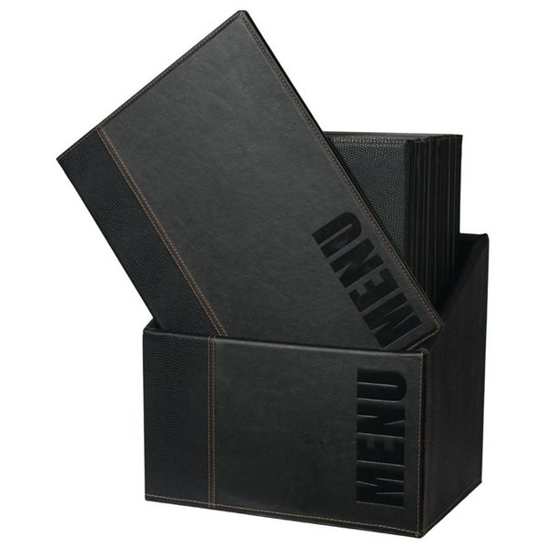 Kunstlederen menuhoezen & opbergdoos | Incl. 20 menu mappen | 254x05x340(h)mm