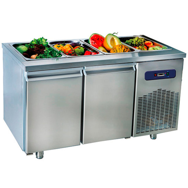 Saladette RVS | 2 Deurs | 4x 1/1 GN | Geventileerd |1400x700x850(h)mm 230V |