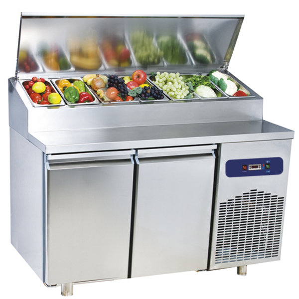 Saladette RVS 281L | 2 Deurs | 7x 1/3 GN | Geventileerd | -2/+8 Graden | 230V | 1400x700x1090(h)mm