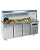 Mastro Saladette RVS met glasopzet  474L | 3 deurs | Geventileerd | -2/+8 graden | 5x 1/1 GN | 230V | 1865x700x1375(h)mm 