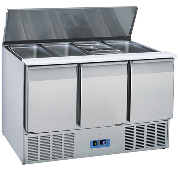 Saladette RVS 365L | 3 Deurs | 12x 1/3 GN | 0/+8 Graden | 1365x700x883(h)mm