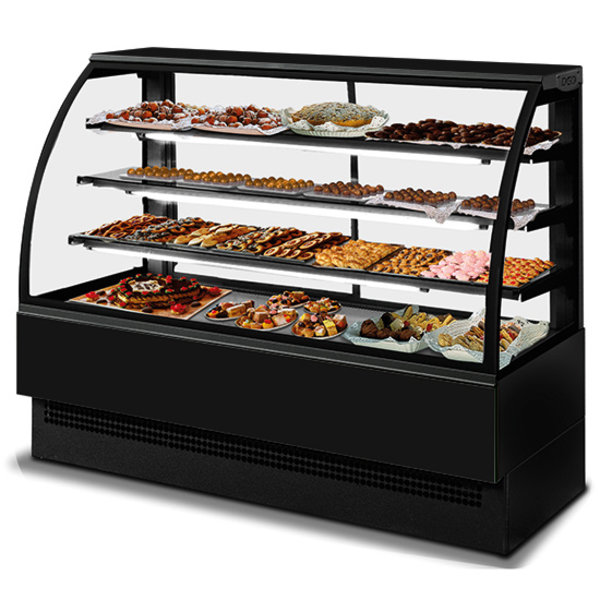 Gebaksvitrine | 300L | Zwart | +2°C/+8°C | 4 Schappen | 900x800x1400(h)mm
