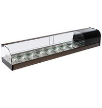 Mastro Tapasvitrine | RVS/Zwart | 8x 1/3 GN | +1°C/+5°C | Statisch | 2 Niveaus | 1926x410x330(h)mm