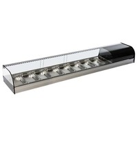 Mastro Tapasvitrine | RVS/Zwart | 8x 1/3 GN | +1°C/+5°C | Statisch | 1 Niveau | 1926x410x520(h)mm