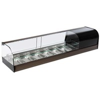 Mastro Tapasvitrine | RVS/Zwart | 6x 1/3 GN | +1°C/+5°C | Statisch | 2 Niveaus | 1566x410x330(h)mm