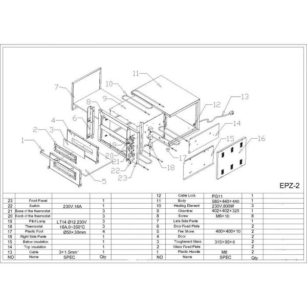Pizzaoven | 1+1 32Øcm | 3kW | 685x675x430(h)mm