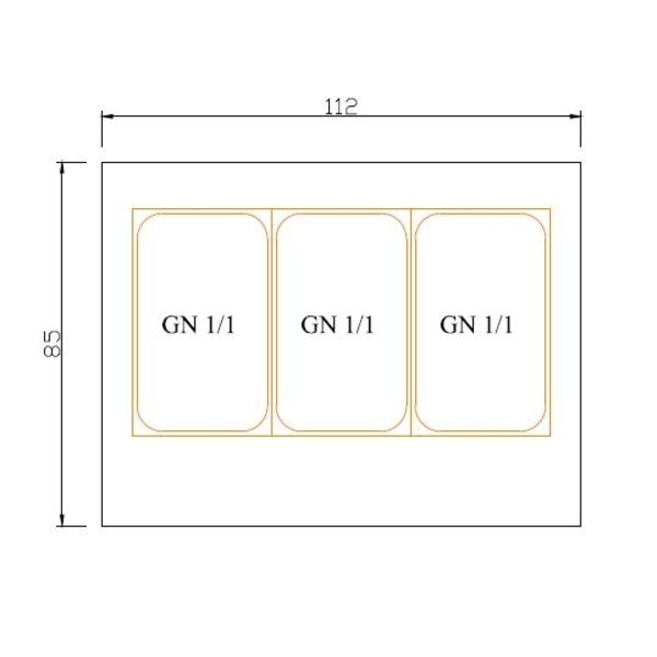 Saladette werkbank | met luchtcirculatie |  3x 1/1 GN | 1120x850x1300(h)mm