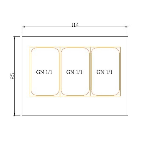 Bain Marie Warm Buffet | 3x GN 1/1 | met aftapkraan | 1140x850x1300(h)mm