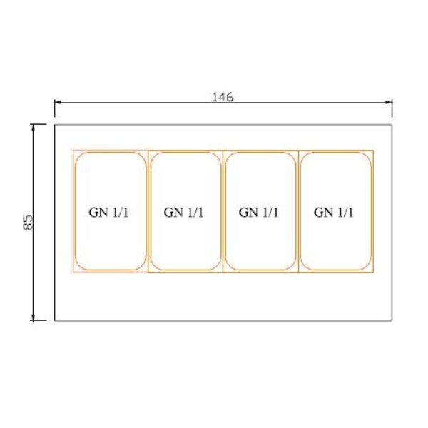 Bain Marie Warm buffet | 4x GN 1/1 | met aftapkraan | 1460x850x1300(h)mm