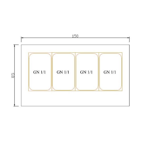 Saladette werkbank | met luchtcirculatie | 4x GN 1/1 | 1500x850x1300(h)mm