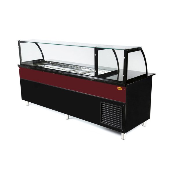 Saladette werkbank + kast element | met luchtcirculatie | 5x GN 1/1 - 1x GN 2/4 | 2500x850x1300(h)mm