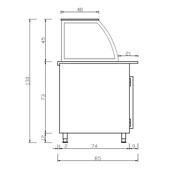 Saladette werkbank + kast element | met luchtcirculatie | 5x GN 1/1 - 1x GN 2/4 | 2500x850x1300(h)mm