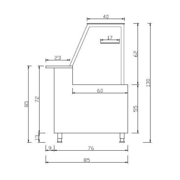 Vleesvitrine | met koelmiddel convectie | +2/+8°C | 1500x850x1300(h)mm