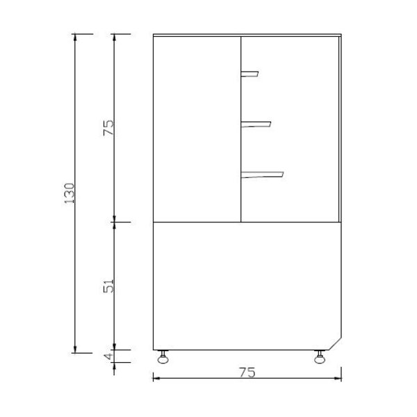 Koelvitrine | 580L | Zwart/Houtprint | +2°C/+8°C | 4 Schappen | 1100x750x1300(h)mm