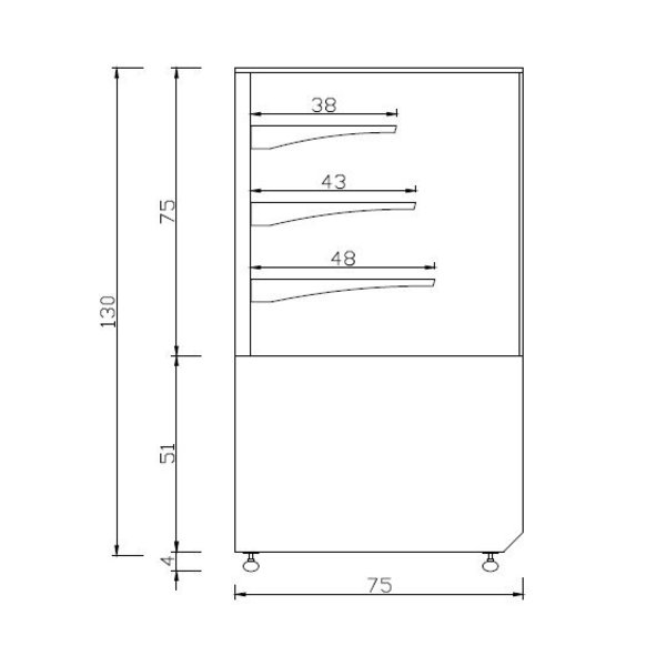 Warmhoud vitrine | met circulerende lucht | +0/+90 °C | 1000x750x1300(h)mm