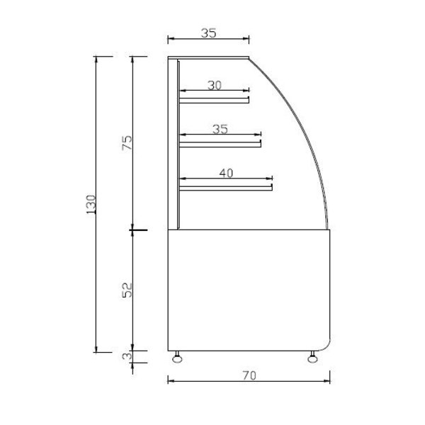 Koelvitrine | 380L | Zwart/Houtprint | +2°C/+8°C | 4 Schappen | 1000x700x1300(h)mm