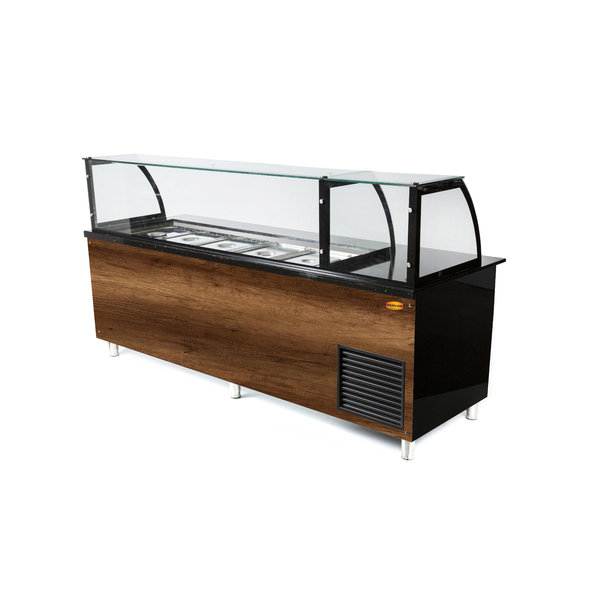 Saladette met kast element | Convectie koeling | 5x GN 1/1 - 1x GN 2/4 | 2500x850x1300(h)mm