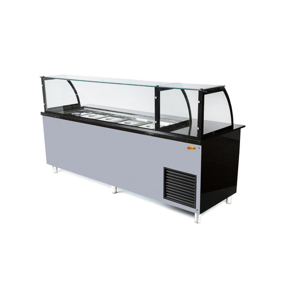 Saladette met kast element | Convectie koeling | 5x GN 1/1 - 1x GN 2/4 | 2500x850x1300(h)mm