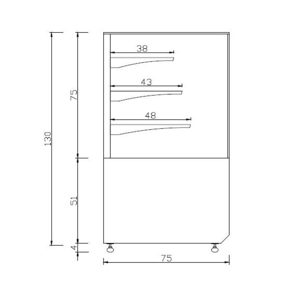 Koelvitrine | 650L | Zwart/Houtprint | +2°C/+8°C | 4 Schappen | 1250x750x1300(h)mm