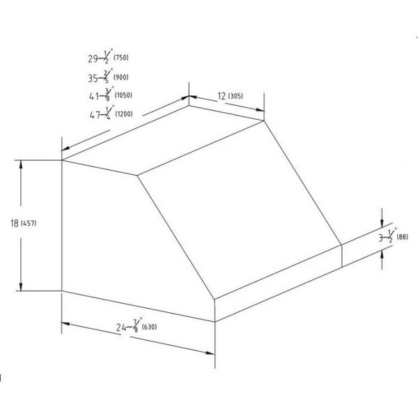 Afzuigkap Schuinmodel Compleet Met Motor + LED verlichting | 1680 m3 per uur | 1200x630x457(h)mm