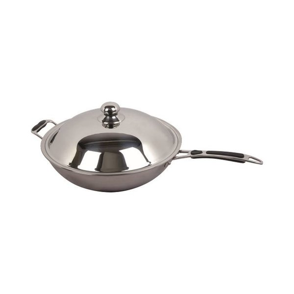 Wokpan | RVS | Div. Warmtebronnen | Ronde Bodem | Incl. Deksel | 625x360x210(h)mm