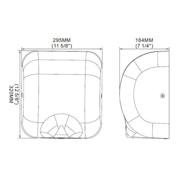Handdroger HD 00 | 0.55-1.8kW | Luchtstroom 140m3/h | 295x184x320(h)mm